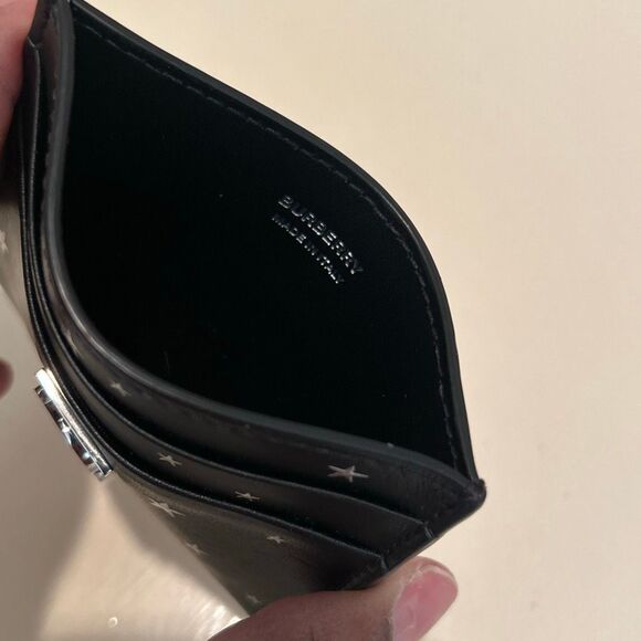 Burberry TB Leather Card Holder Wallet Black Silver Stars Celestial Glam Evening - Picture 4 of 12